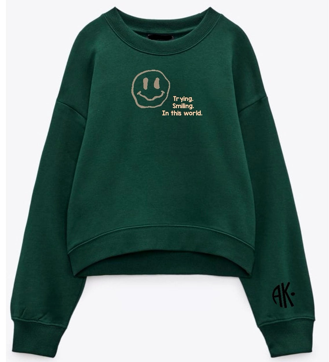 pullover smiling world handmade design