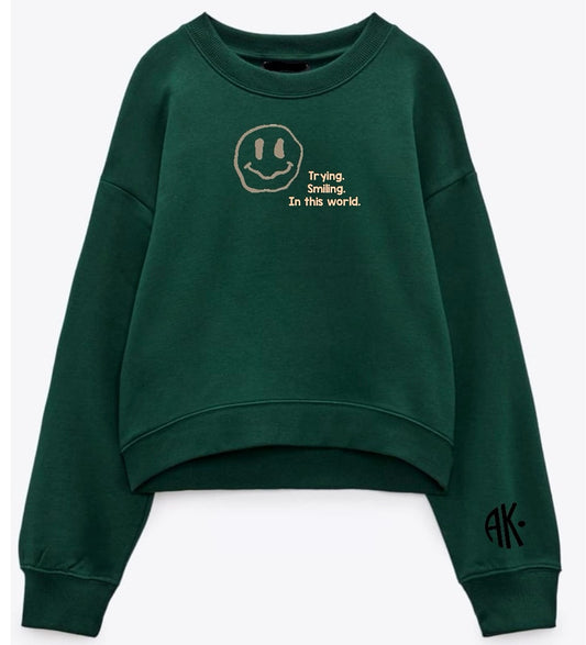 pullover smiling world handmade design